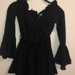 Oh Polly Black Ruffle Playsuit